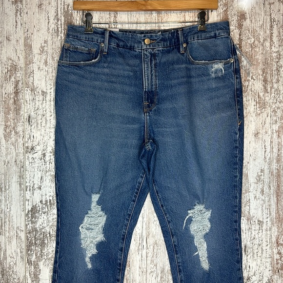 Good American The Weekender Distressed High Rise Straight Leg Jean 10/30 - Picture 4 of 10